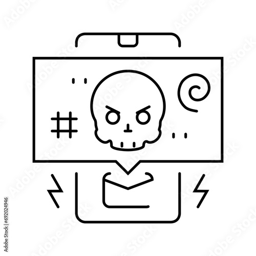 threatening messages cyberbullying line icon vector. threatening messages cyberbullying sign. isolated contour symbol black illustration