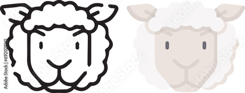 Vector illustration of animal faces. lineal and color with cute style.