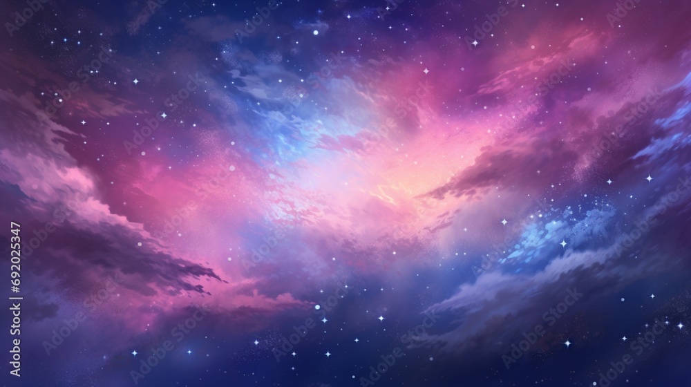 A mesmerizing galaxy of stars against a gradient pink and blue cosmic canvas.