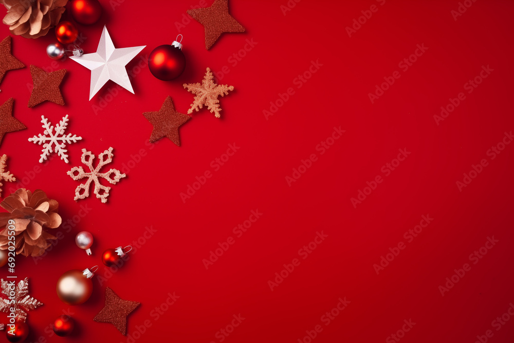Creative Christmas background with New Year decorations Creative Christmas background with New Year decorations