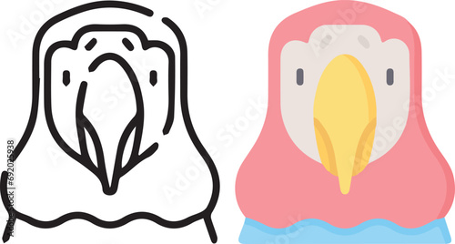 Vector illustration of animal faces. lineal and color with cute style.