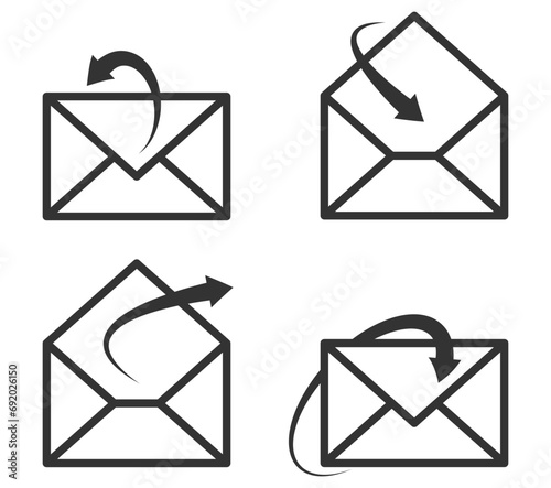 Set envelop icons letter. Envelope icon vector template. Mail symbol element. Mailing sign for web or print design.