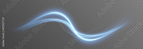 Vector blue glowing lines png. Magic lines of light. Speedy twisted lines. Light trail, glowing waves. Movement of energy flow. Light effect. PNG.