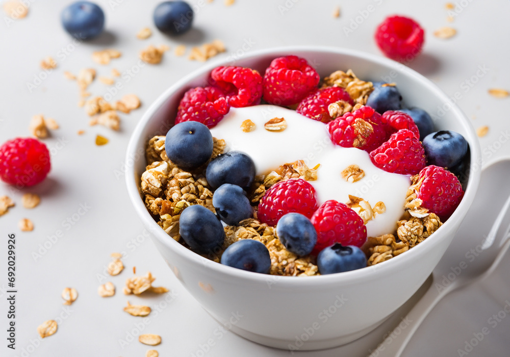 Yogurt bowl with granola and berries