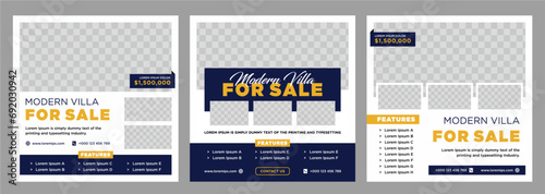 Real estate house social media post or square banner template