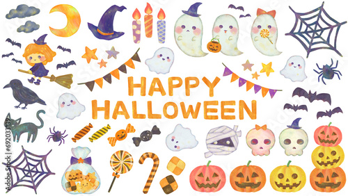 ハロウィンのイラスト素材セット