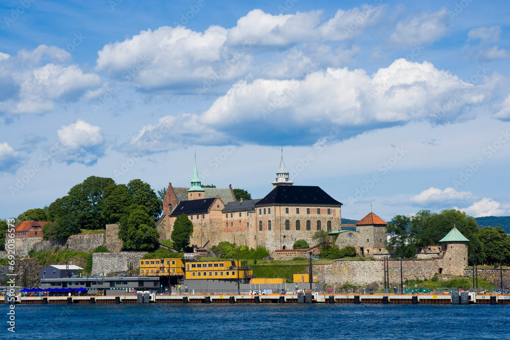 Akershus Castle and Fortress seen from Oslofjord, Oslo, Norway