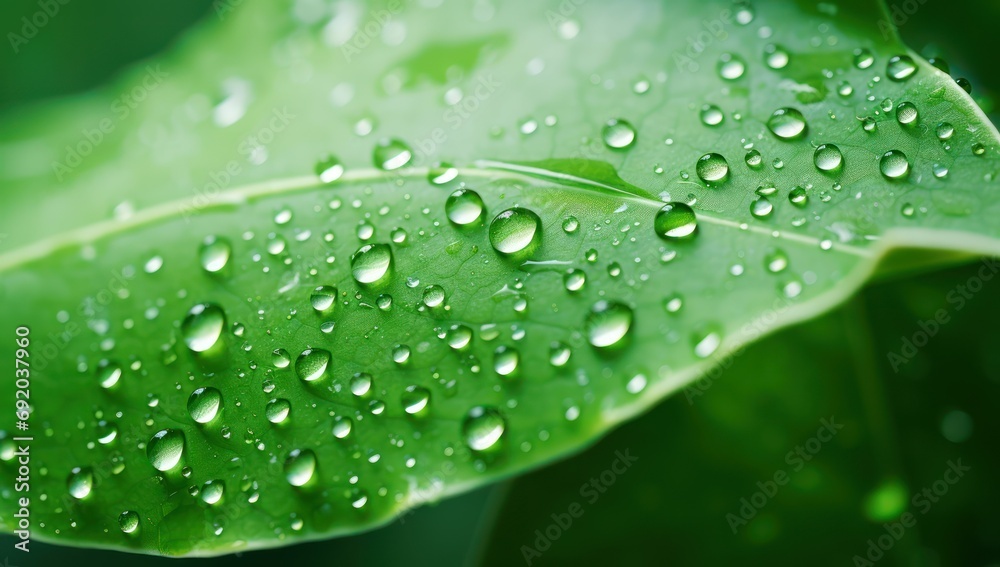 Water drops on green leaf macro background. Water drops on green leaf macro background.