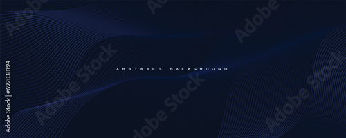 Abstract dark blue background. Decorative wavy line shape design vector.
