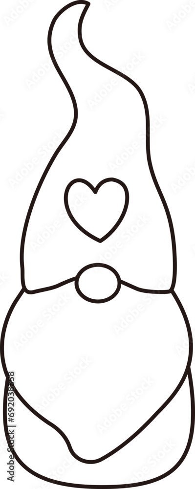 Cute Valentine Gnome outline Cute Valentine Gnome outline