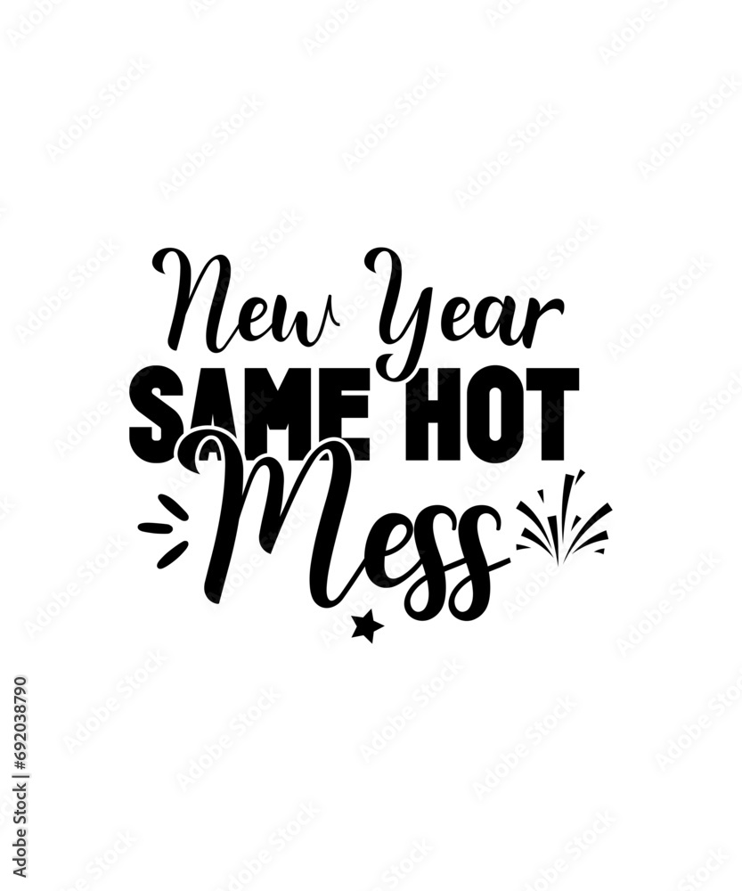 Fototapeta premium Happy New Year SVG Bundle, Hello 2024 Svg, New Year Decoration, New Year Sign, Silhouette Cricut, Printable Vector, New Year Quote Svg