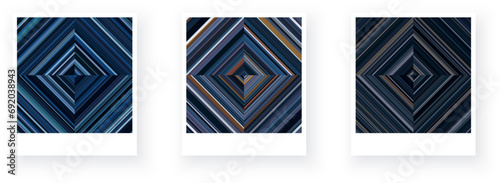 Variants of paper card with square checkered striped geometric patterns.