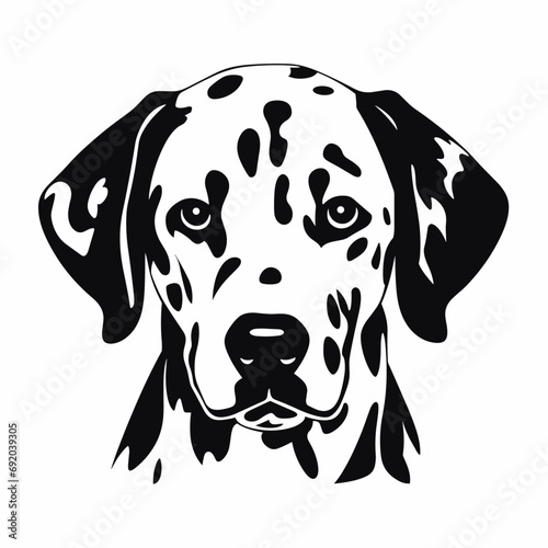 Black and White Vector Art of a Dalmatian Head