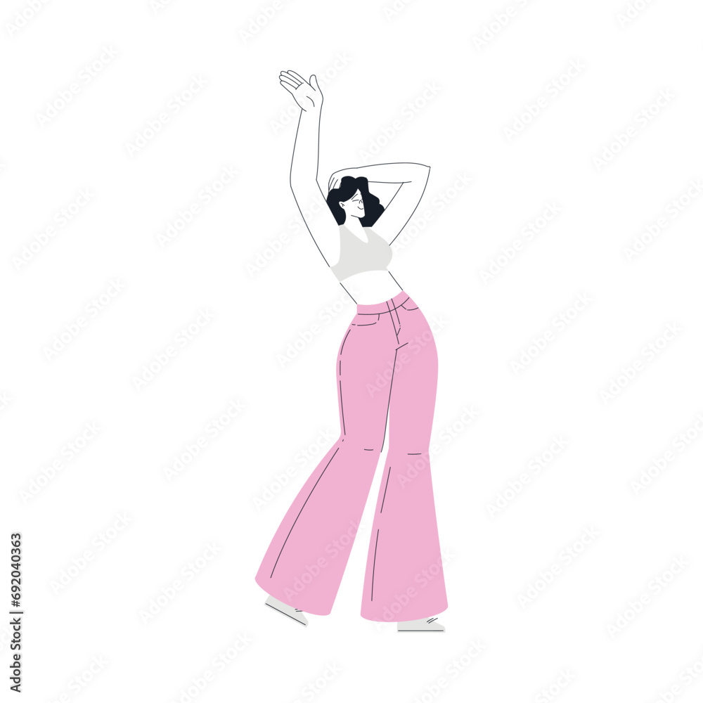 Woman Character Dance Happily at Party Vector Illustration Woman Character Dance Happily at Party Vector Illustration