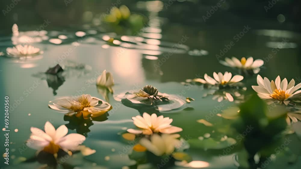 Abstract beautiful close up spring pond water. Ai generated.