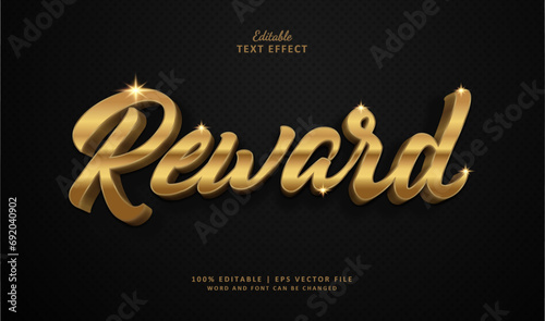 Reward Editable Text Effect Gold Style Luxury Metallic Chrome Style