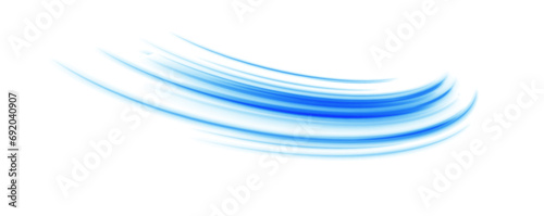 Wavy transparent curved lines in the form of a blue wave, dynamically flowing sea water in a large set of different contour shapes. 