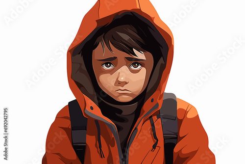 refugee kid isolated vector style