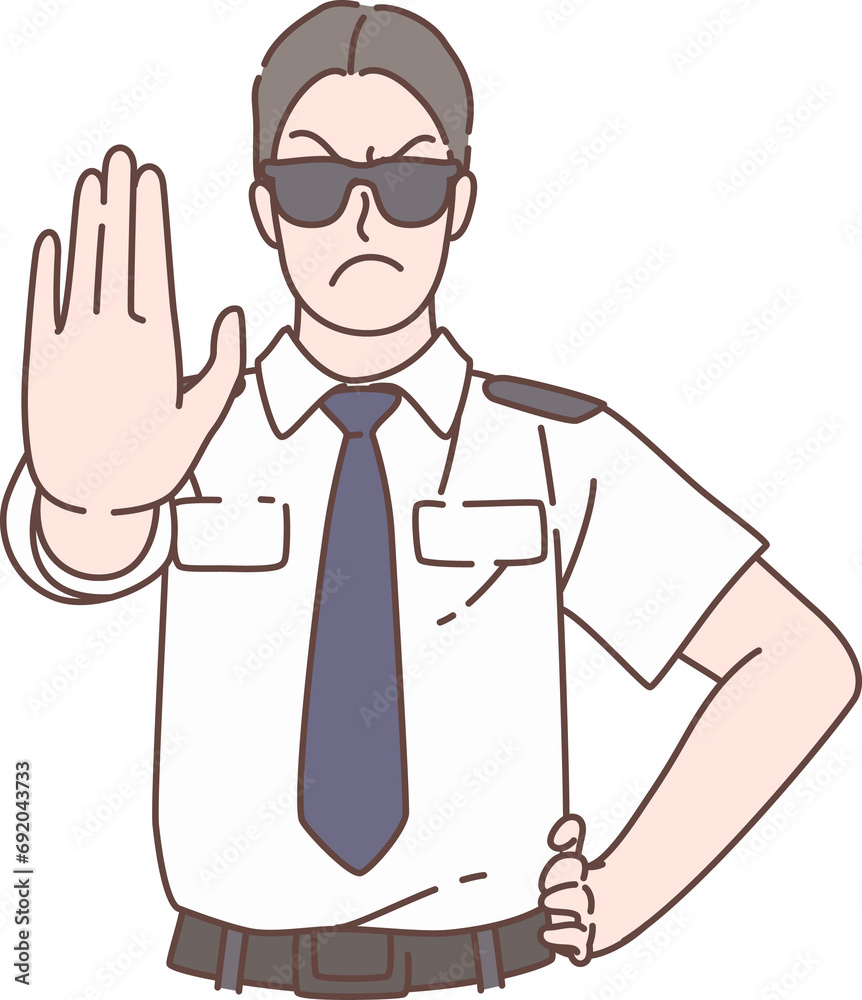 Illustration of pilot pose stop and warning signs characters. Hand drawn style. Illustration of pilot pose stop and warning signs characters. Hand drawn style.