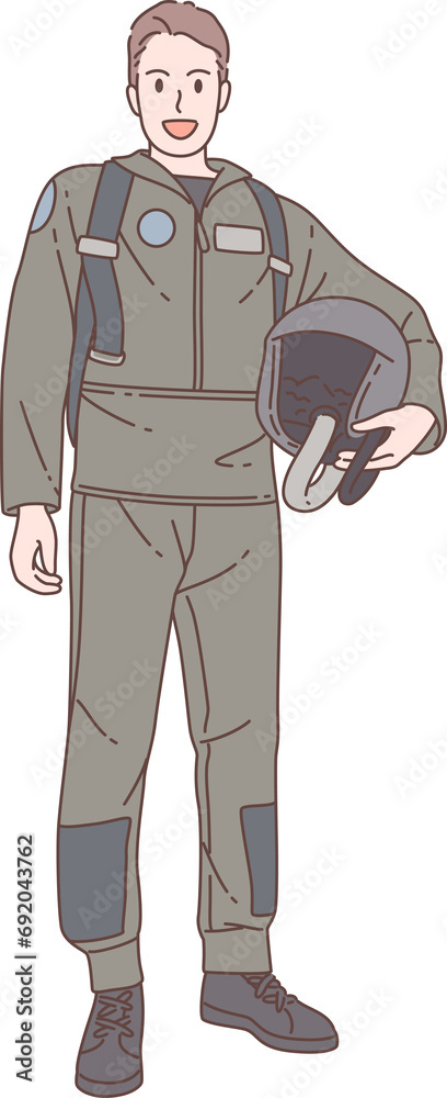 Fototapeta premium Illustration of air force standing characters. Hand drawn style.