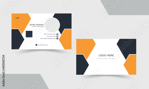 simple and modern double sided professional business card,visiting card design layout template with dark black and orange colour variation