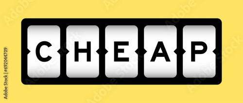 Black color in word cheap on slot banner with yellow color background