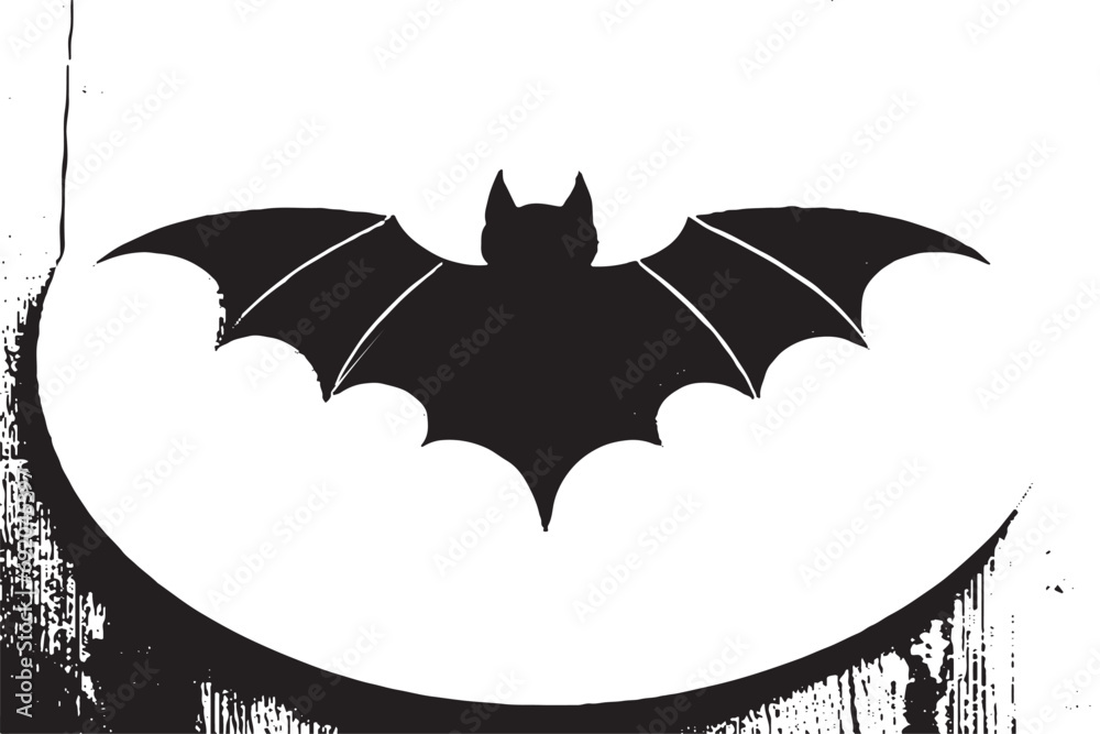 black texture of bat on white background, vector image overlay monochrome background texture