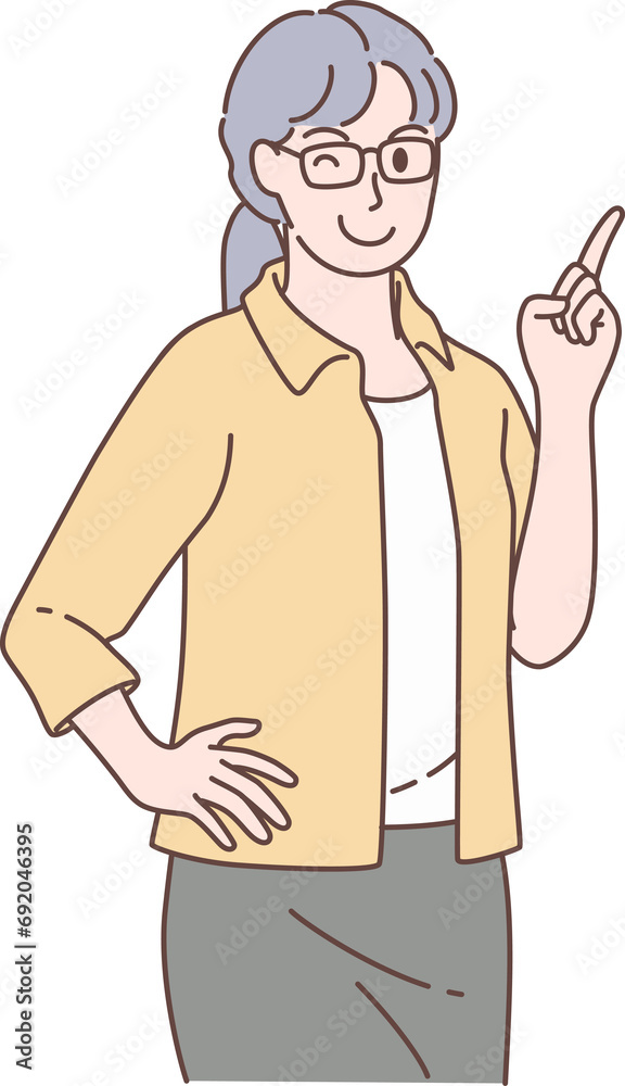 Illustration of femel teacher pointing characters. Hand drawn style. Illustration of femel teacher pointing characters. Hand drawn style.