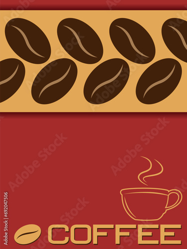 Coffee cup with beans design for banner poster label vector illustration