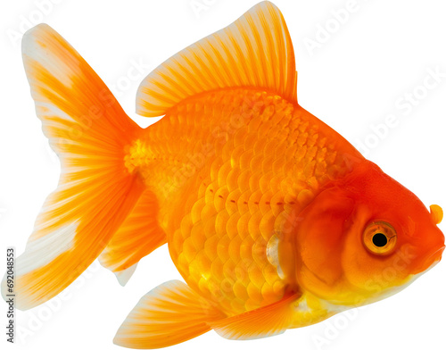 Oranda goldfish isolated on white background close up