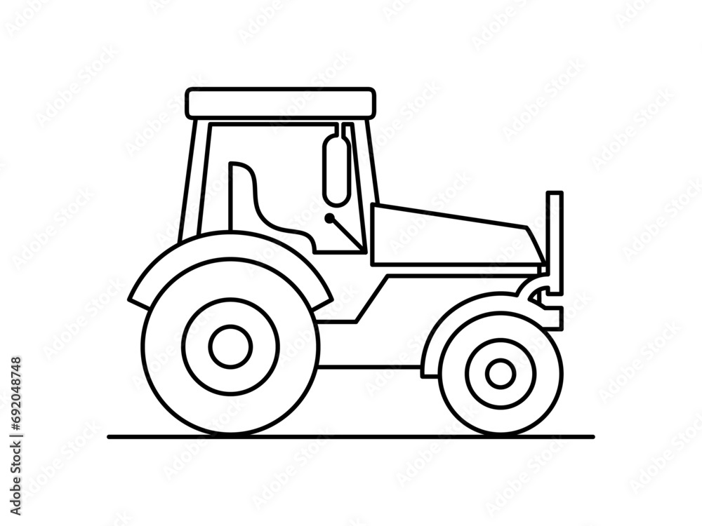 Farming tractor drawing vector illustration Farming tractor drawing vector illustration