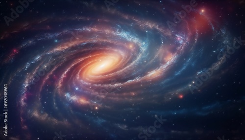 Spiral Galaxy in deep space. Deep space background with spiral galaxy and stars © kilimanjaro 