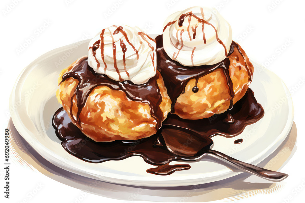 Breakfast sweet delicious chocolate dessert cream sauce plate food tasty background Breakfast sweet delicious chocolate dessert cream sauce plate food tasty background