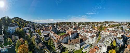 Drone view at the abbey of St Gall in Switzerland
