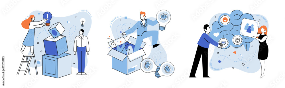 Obraz premium Innovative mindset vector illustration. Cognitive leaps occur in playground innovative mindset, sparking progress Aspiration is north star guiding those with innovative mindset to success
