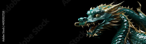2024 Chinese New Year, year of the Dragon. Banner Chinese zodiac dragon in 3d model
