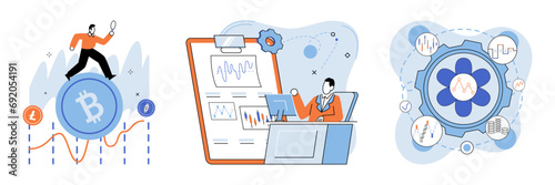 Crypto market. Vector illustration. Money can be seamlessly transferred through crypto payments, revolutionizing traditional finance Strategic investments in cryptocurrencies can yield significant