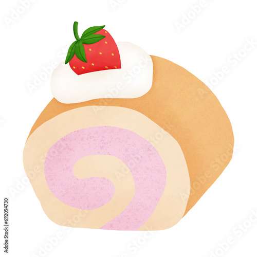 Jelly roll with strawberry  photo