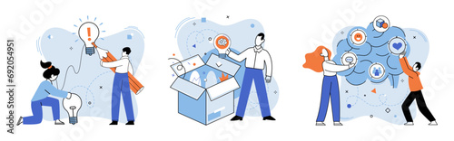 Innovative mindset vector illustration. Invention is fruit harvested from trees innovative mindset Knowledge is fuel powers engine innovative thought process The innovative mindset concept