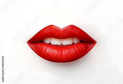 Red female lips in 3D isolated on a white background,