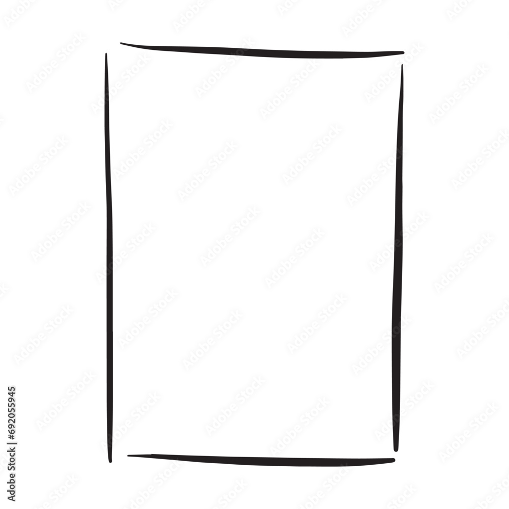 Frame border hand drawn rectangle shape icon for decorative vintage doodle element for design in vector illustration Frame border hand drawn rectangle shape icon for decorative vintage doodle element for design in vector illustration
