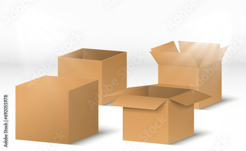 3D cardboard boxes for delivery Isometric paper containers

