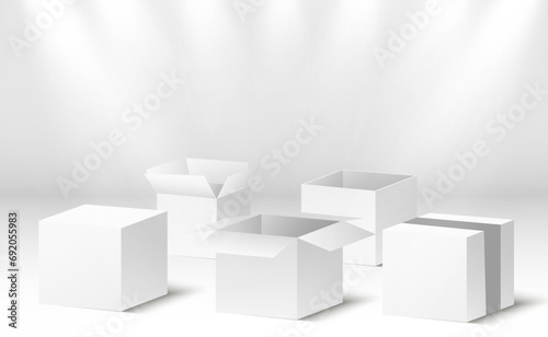 3D cardboard boxes for delivery Isometric paper containers
