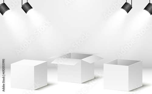 3D cardboard boxes for delivery Isometric paper containers
