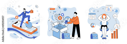 Smart business vector illustration. Challenge norms with smart and efficient approaches to innovation Brainstorming sessions, fertile ground for cultivating smart ideas Smart achievements, fruits