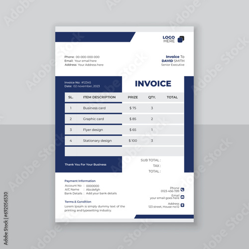 Modern and simple invoice design template.