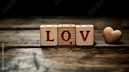These dice roll together in a playful pursuit to spell 'love,' leaving room for fate to fill in the missing letters photo