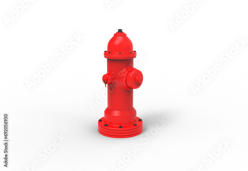 Fire hydrant side view with shadow 3d render