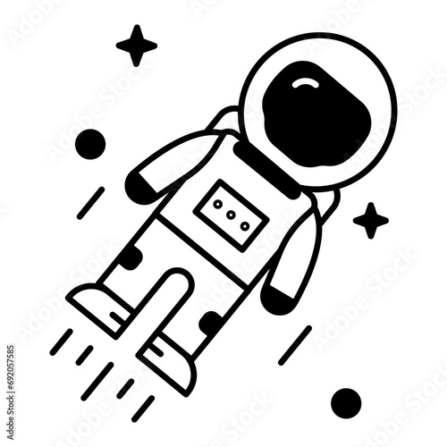 Space suit trendy linear icon 