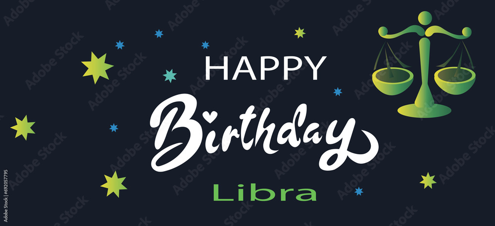 Happy birthday. Typographic vector design of happy birthday by zodiac